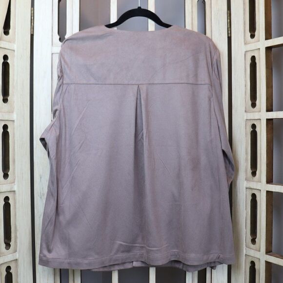 Chico's Faux Suede Open Front Mid Length Jacket 3 - Picture 2 of 7